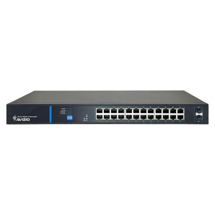 AVIZIO SWITCH NIEZARZĄDZALNY 24 PORTY RJ45 POE 1GB/S + 2 PORTY SFP UPLINK 1GB/S (BUDŻET MOCY 250W)