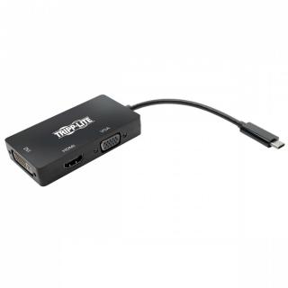 Wieloportowy adapter USB-C (M/3xF) 4K HDMI, DVI, VGA, HDCP. U444-06N-HDV4KB Czarny