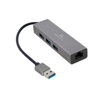 GEMBIRD ADAPTER USB-AM DO LAN GIGABIT HUB USB 3.0 X3 CZARNY