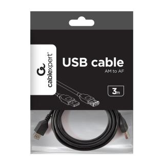 Kabel GEMBIRD CCP-USB2-AMAF-10 (USB 2.0 typu A F - USB 2.0 typu A M 3m kolor czarny)