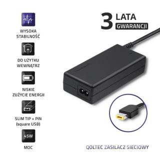 Zasilacz sieciowy Qoltec do Lenovo 45W 20V 2,25A SlimTip+pin