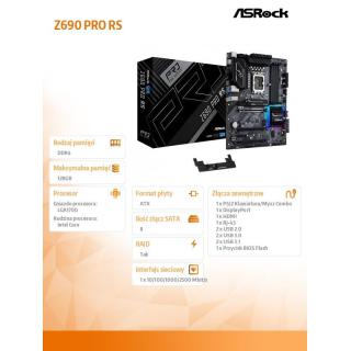 Płyta główna Z690 Pro RS s1700 4DDR4 DP/HDMI M.2 ATX