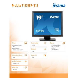 Monitor 19 cali T1931SR-B1S RESIS.IP54,HDMI,DP,VGA,2x1W,5:4