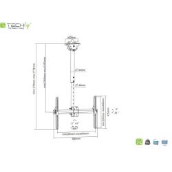 Uchwyt sufitowy Techly 37"-70", 50kg regulowany