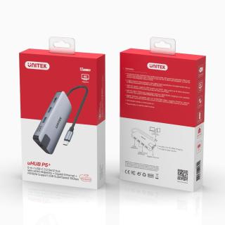 UNITEK HUB USB-C 2X USB-A,HDMI 2.0, RJ-45,PD 100W