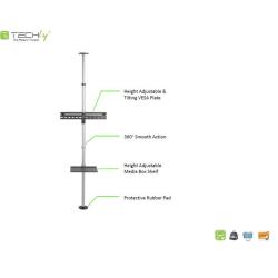 Stojak podłogowo-sufitowy Techly 37"-70", 30kg