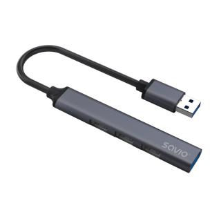 Hub 4 porty USB-A - 3 x USB-A 2.0, 1 x USB-A 3.0, 5 Gbps, Aluminium, AK-70