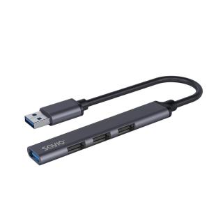 Hub 4 porty USB-A - 3 x USB-A 2.0, 1 x USB-A 3.0, 5 Gbps, Aluminium, AK-70