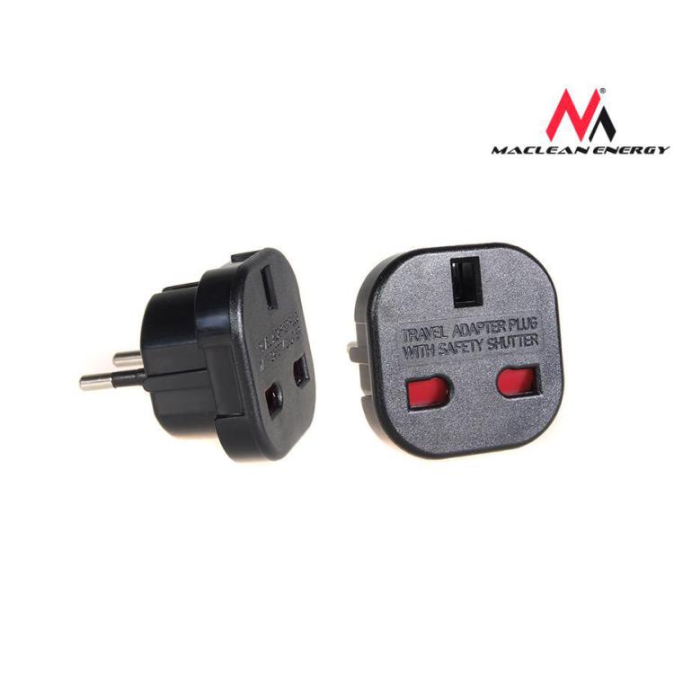 Adapter zasilania Maclean MCE72 UK na wtyk EU, czarne