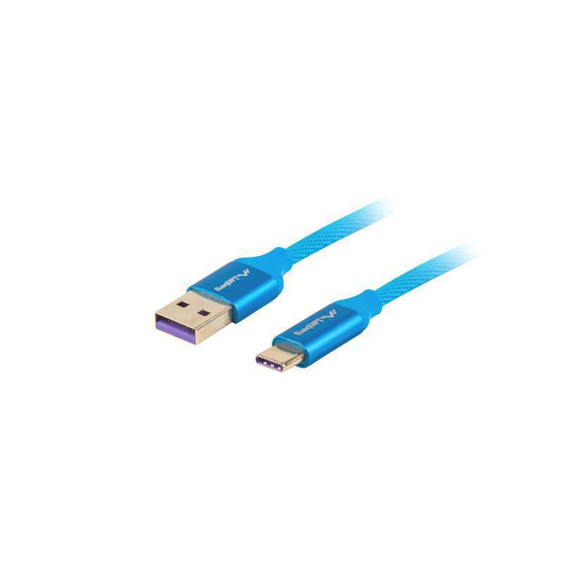 Kabel USB 2.0 Lanberg Premium Type-C(M) - A(M) 0,5m niebieski 5A