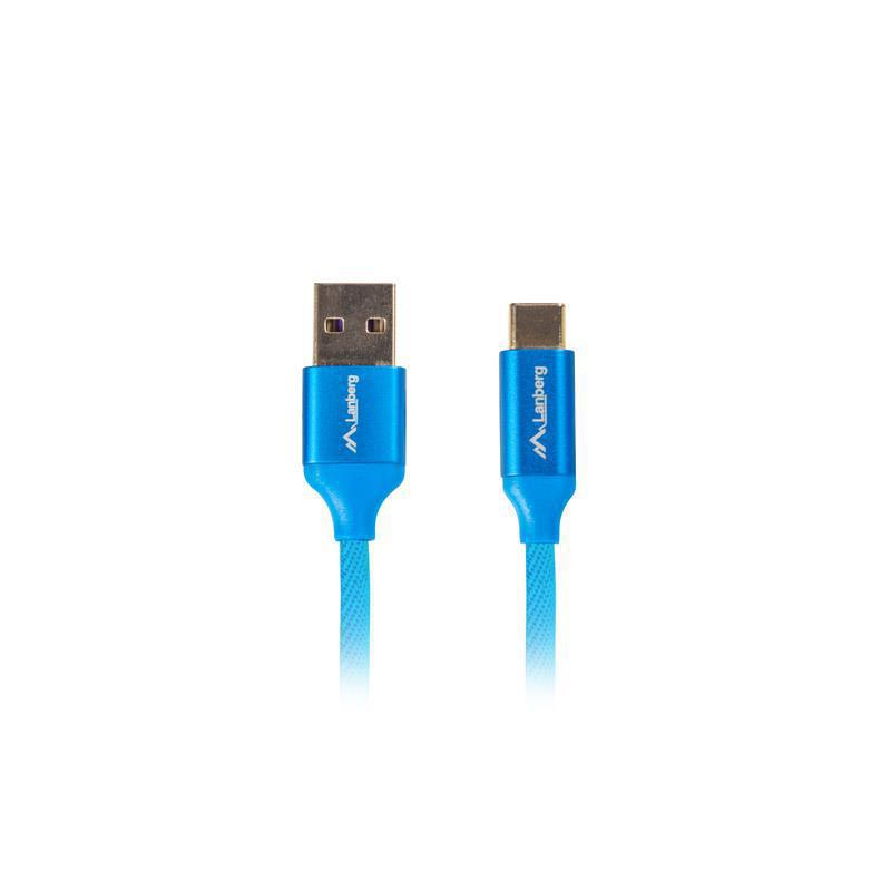 Kabel USB 2.0 Lanberg Premium CM - AM 1,8m niebieski QC 3.0