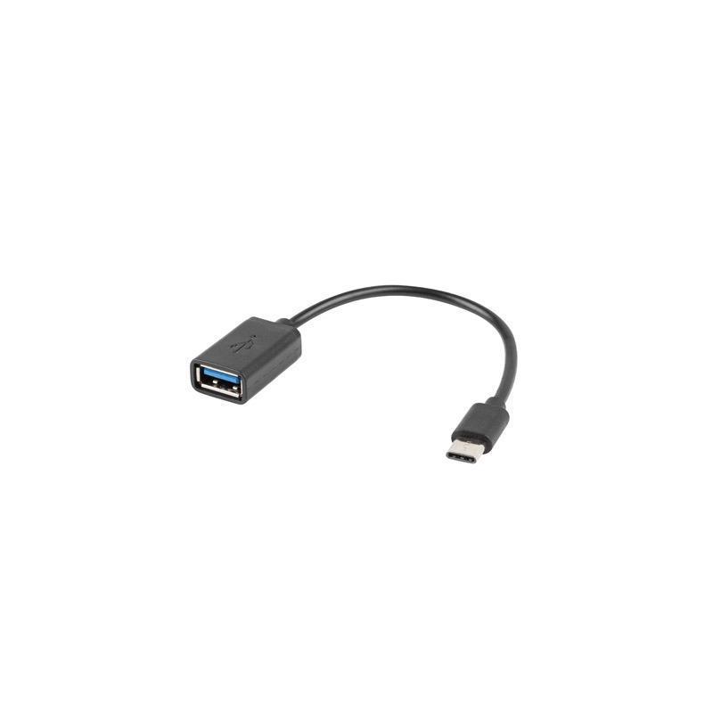 Kabel USB 2.0 Lanberg USB type-C(M) - USB-A(F) 0,15m OTG czarny