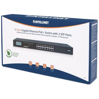 INTELLINET SWITCH GIGABIT 16X RJ45, POE+, 2X SFP,