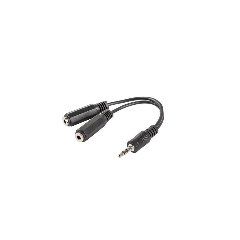 Kabel adapter Lanberg Minijack 3,5mm (M) - 2x Minijack 3,5mm (F) 0,1m czarny