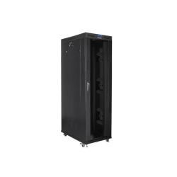 Szafa instalacyjna Rack stojąca 19" 42U 800x1200 czarna drzwi szklane LCD Lanberg (flat pack)