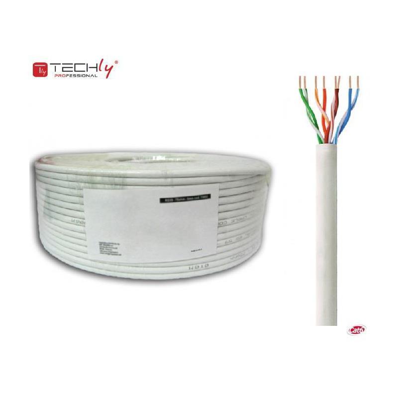 Kabel instalacyjny TechlyPro skrętka Cat6 U/UTP linka 100m, CCA szary