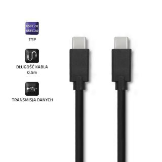 Kabel USB Qoltec 2.0 typ C męski | USB 2.0 typ C męski | 0.5m | Czarny