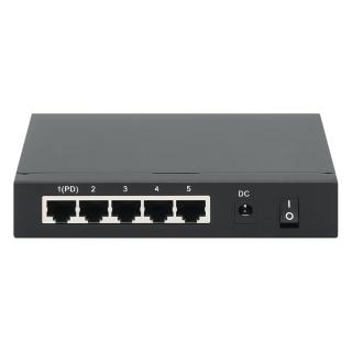 Switch Gigabit 5xPoE Passthrough zasilany PoE lub AC, 68W