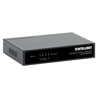 Switch Gigabit 5xPoE Passthrough zasilany PoE lub AC, 68W