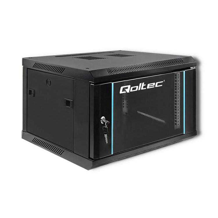 Qoltec Szafa RACK 19" | 6U | 600 x 370 x 600 | Czarna | Wisząca