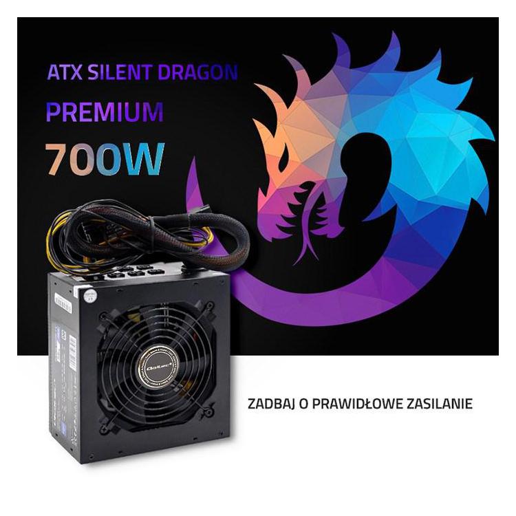 Qoltec Zasilacz ATX SILENT DRAGON 700W | 80 Plus | Gaming