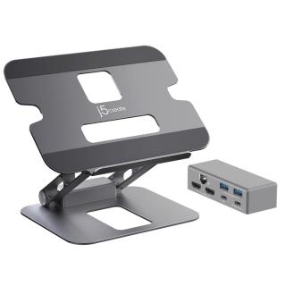 Podstawka ergonomiczna do notebooka ze stacją dokującą j5create Multi-Angle Dual HDMI Docking Stand USB-C 2xHDMI/2xUSB