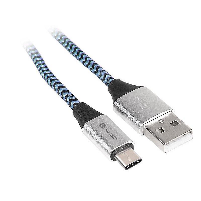 Kabel Tracer USB 2.0 Type-C A Male - C Male 1m czarno-niebieski