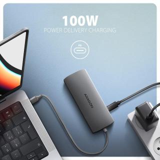 HMC-8HLSA Wieloportowy hub USB-C 3.2 Gen 1 hub, 3x USB-A + 4K/30Hz HDMI + SD/microSD, GLAN, Audio, PD 100W, 20cm USB-C kabel