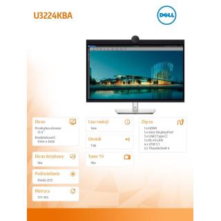 Monitor U3224KBA 31,5" IPS Black LED 6K 6144x3456/16:9/HDMI/miniDP/USB-C/USB/Thunderbolt/Kamera/Speakers/Mikrofon/3Y