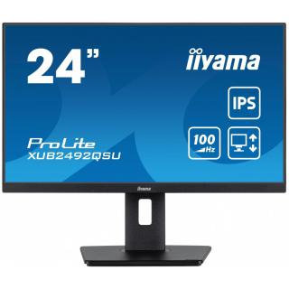 Monitor 23.8 cala ProLite XUB2492QSU-B1 IPS,QHD,USB-C,100Hz,3xUSB(3.2),HDMI,DP 300cd/m2,FreeSync,2x2W,HAS(150mm),PIVOT