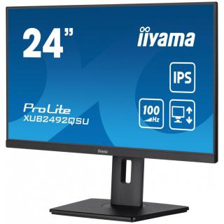 Monitor 23.8 cala ProLite XUB2492QSU-B1 IPS,QHD,USB-C,100Hz,3xUSB(3.2),HDMI,DP 300cd/m2,FreeSync,2x2W,HAS(150mm),PIVOT