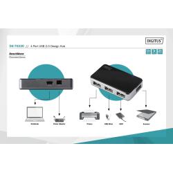 Hub USB DIGITUS DA-70220 4xUSB 2.0 aktywny czarny