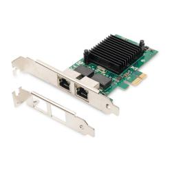 Karta sieciowa DIGITUS przewodowa PCI Express 2x RJ45 Gigabit 10/100/1000Mbps Low Profile