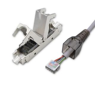 Wtyk RJ45 beznarzędziowy STP | CAT6A | JACK PIN | T568B | T568A