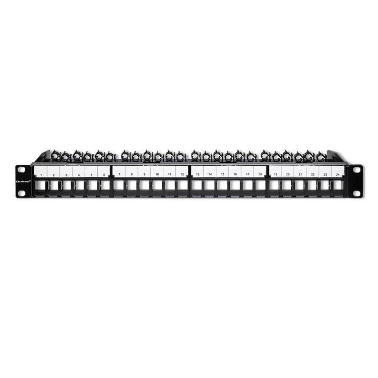 Patch panel do szaf RACK 19" | 24 porty | 1U | UTP | Czarny