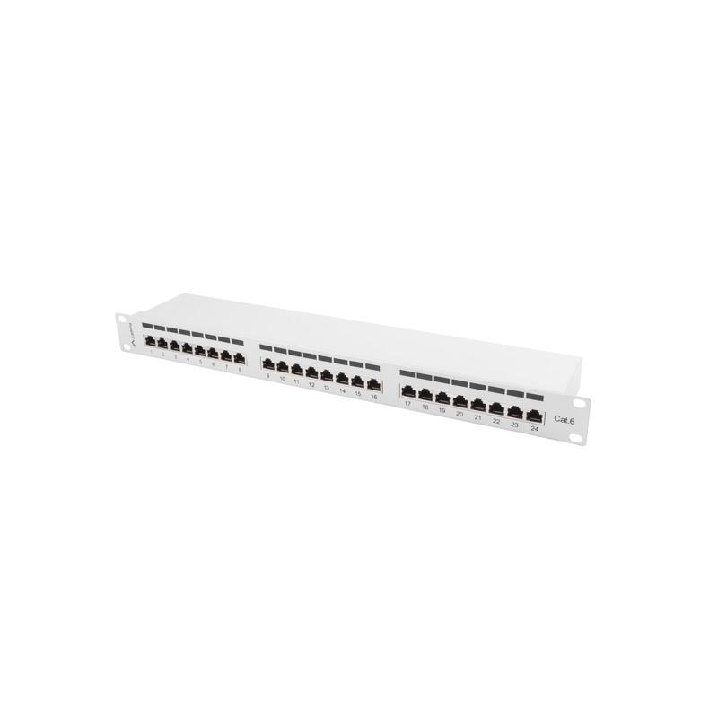 Patch panel Lanberg PPS6-1024-S 24 port 1U kat.6 ekranowany szary