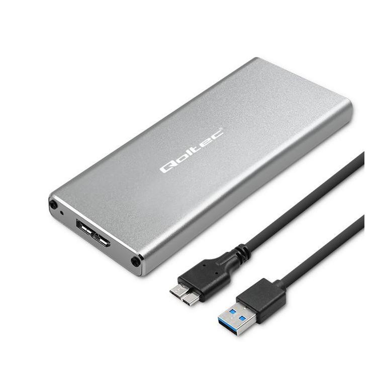 Obudowa | kieszeń na dysk M.2 SSD | SATA | NGFF | USB 3.0 | Superspeed 5Gb/s | 2TB | Srebrna