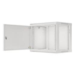 Szafa instalacyjna Rack wisząca 19" 9U 600x450 szara drzwi metalowe Lanberg (flat pack)