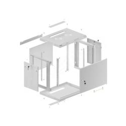 Szafa instalacyjna Rack wisząca 19" 9U 600x450 szara drzwi metalowe Lanberg (flat pack)