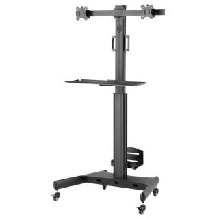 Stojak mobilny Techly 13''-32'', 2x8kg, 2 monitory, półka PC