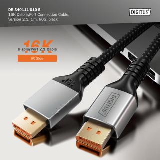 Kabel połączeniowy DIGITUS PREMIUM DisplayPort 2.1 16K60Hz DP/DP M/M czarny 1m