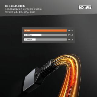 Kabel połączeniowy DIGITUS PREMIUM DisplayPort 2.1 16K60Hz DP/DP M/M czarny 1m