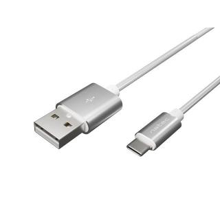 Kabel USB 2.0 Type-C(M) - AM 1m oplot srebrny Natec Prati