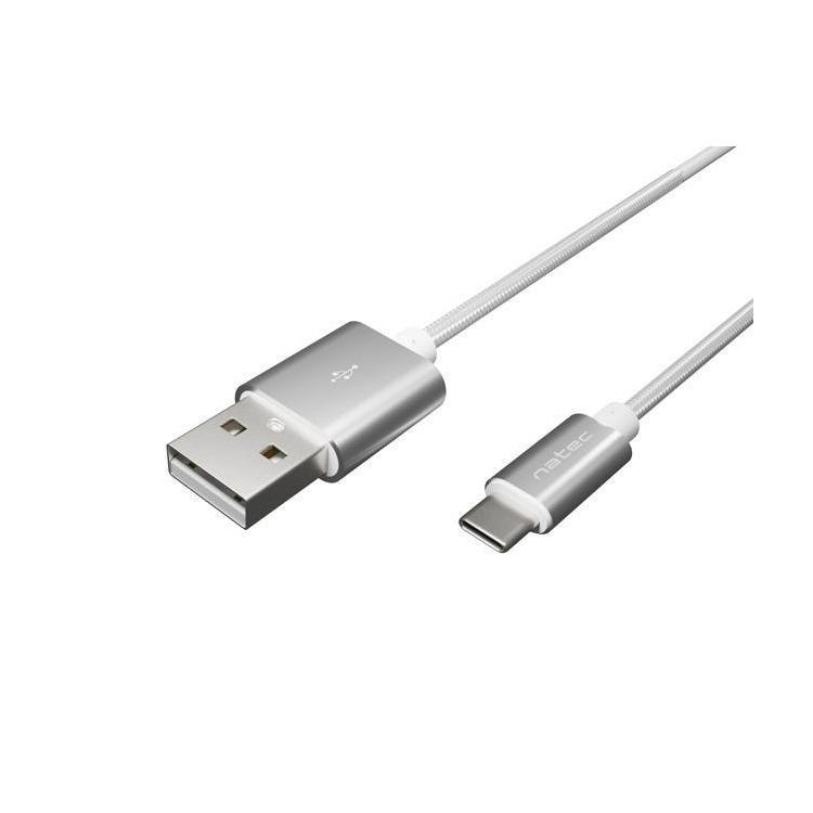 Kabel USB 2.0 Type-C(M) - AM 1m oplot srebrny Natec Prati