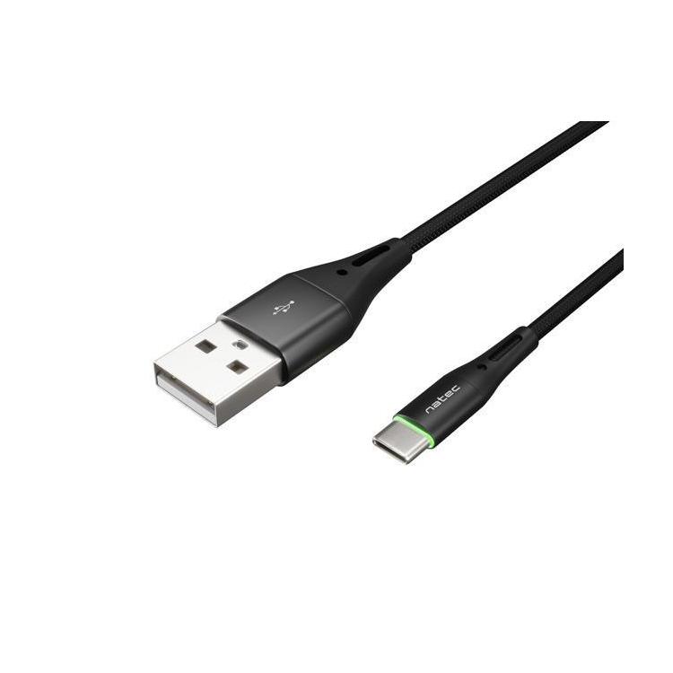 Kabel USB 2.0 Type-C(M) - AM 1m oplot czarny led Natec Prati