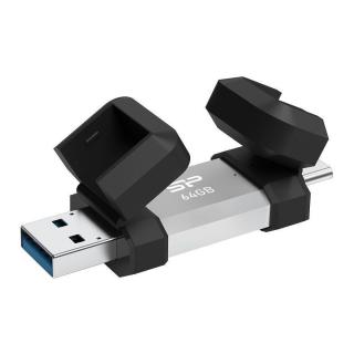 Pendrive Silicon Power Mobile C51 64GB USB-A USB 3.2 Typ-C 120 MB/s Srebrny