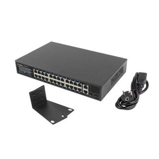 Switch niezarządzalny Lanberg 24x 100Mb PoE+/2x Combo...