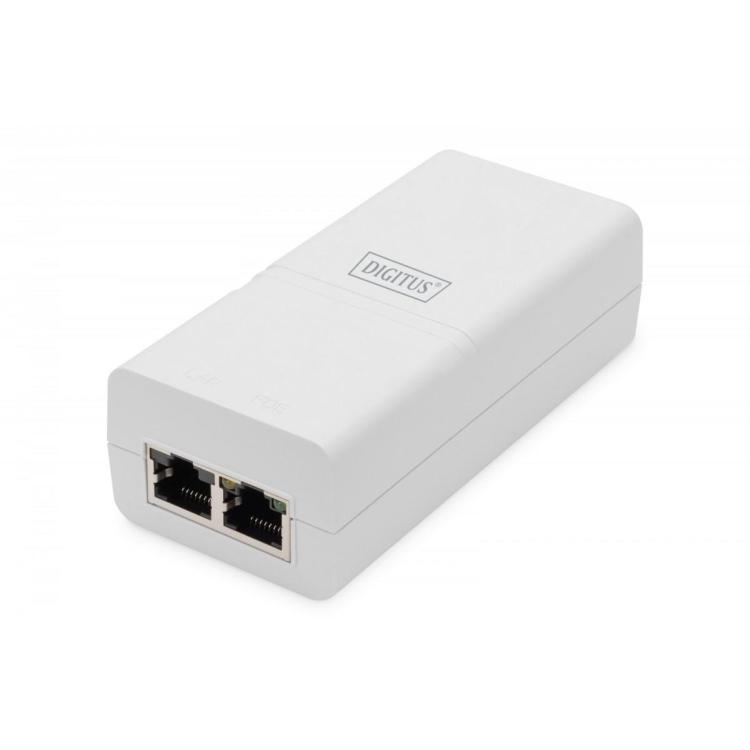 Zasilacz/Adapter PoE+ 802.3at, max. 52V 30W Gigabit 10/100/1000 Mbps, aktywny, Biały