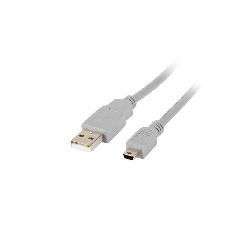 Kabel USB 2.0 Lanberg mini AM-BM5P(CANON) 1,8m szary