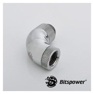 Bitspower Adapter 90 stopni G1/4 cala Gwint zewnętrzny na G1/4 cala gwint wewnętrzny - 3x obrotowy, błyszczący srebrny